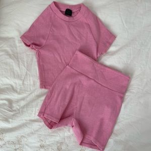PINK RIBBED SET